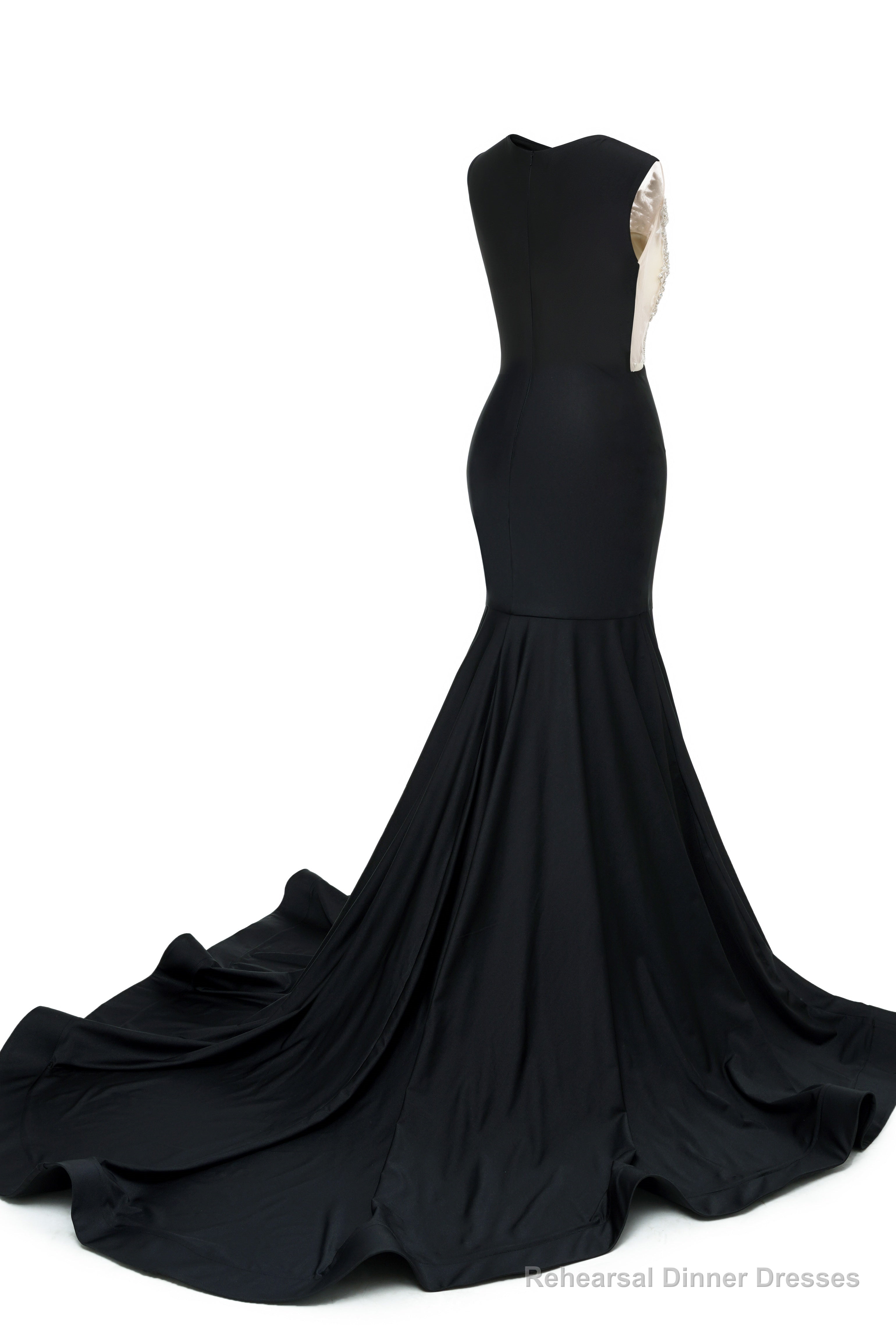 Royal Blue V-Neck Sheer Corset Prom Dresses Beaded Mermaid Long Train Evening Gowns