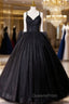 Black V-Neck Tulle Lace Evening Prom Dress, Gorgeous A-Line Evening Party Dress