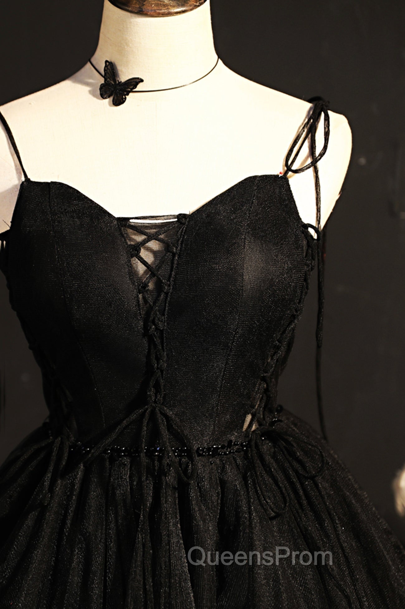 Black V-Neck Tulle Short Evening Prom Dress, Black A-Line Homecoming Party Dress Secondary image