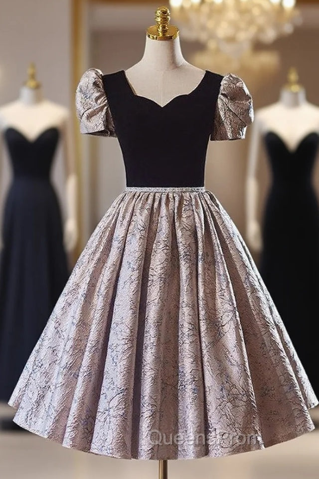 Black Velvet Short Sleeve Homecoming Dress Main image