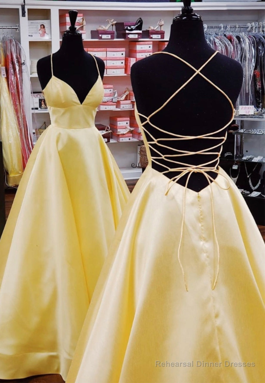 Yellow Satin Long Prom Dresses,Simple A-Line Elegant Dress Classy Main image