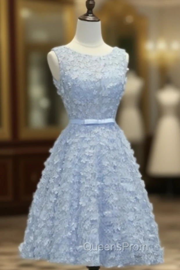 Blue 3D Appliques Homecoming Dress Main image