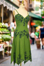 Green A line Evening Prom Dress Spaghetti Straps Evening Dress Chiffon Evening Dress
