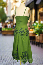 Green A line Evening Prom Dress Spaghetti Straps Evening Dress Chiffon Evening Dress