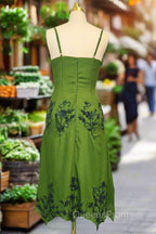 Green A line Evening Prom Dress Spaghetti Straps Evening Dress Chiffon Evening Dress