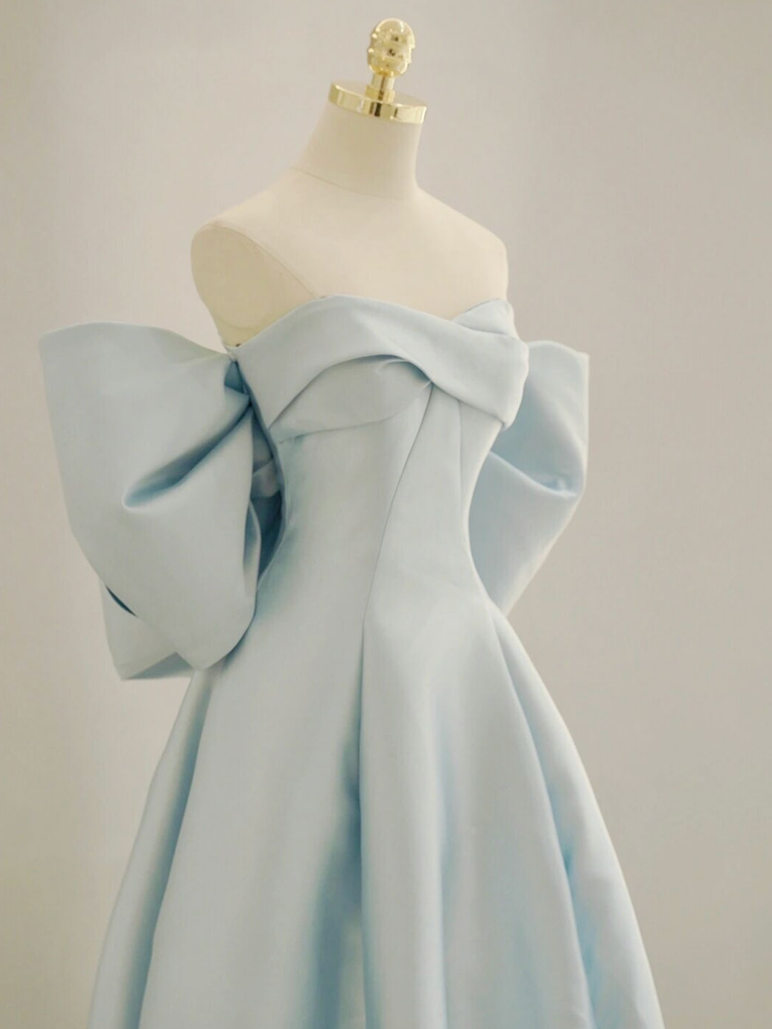 Blue A-Line Satin Long Classy Prom Dress, Blue Satin Classy Evening Dress