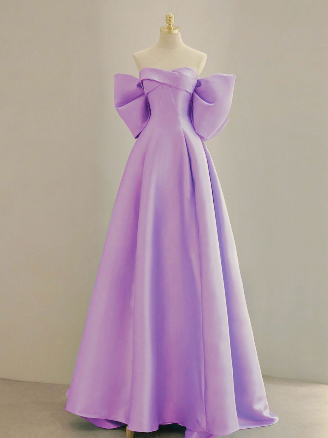 Blue A-Line Satin Long Classy Prom Dress, Blue Satin Classy Evening Dress