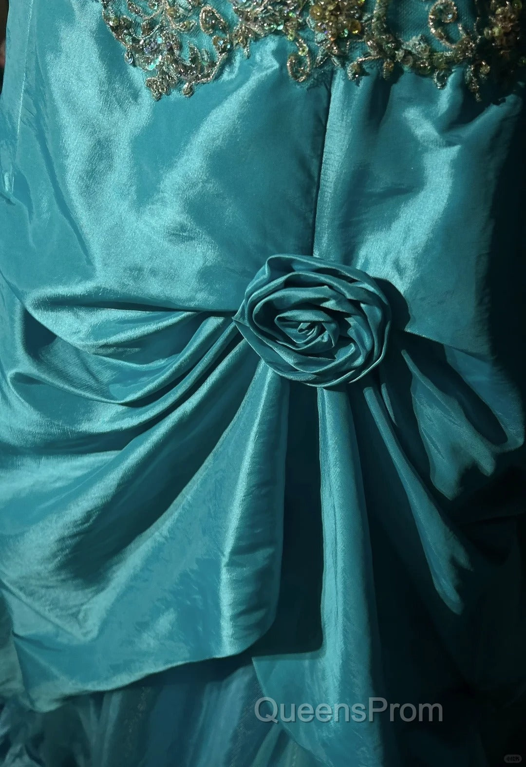 Blue A-Line Spaghetti Straps Satin Beaded Long Evening Prom Dress Sweetheart Neck Applique Graduation Evening Prom Dress