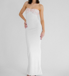 White Strapless Sheath Long Classy Prom Dress Elegant Party Dress