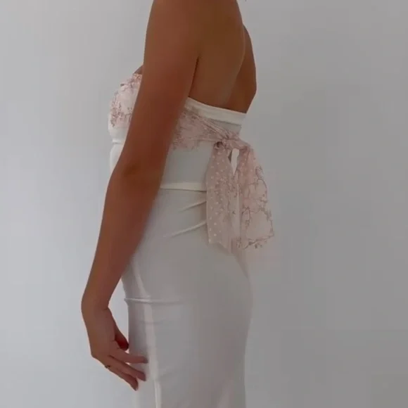 White Strapless Sheath Long Classy Prom Dress Elegant Party Dress