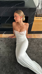 White Strapless Sheath Long Classy Prom Dress Elegant Party Dress