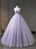 Blue A-Line Tulle Long Evening Prom Dress, Blue Evening Sweet 16 Dress