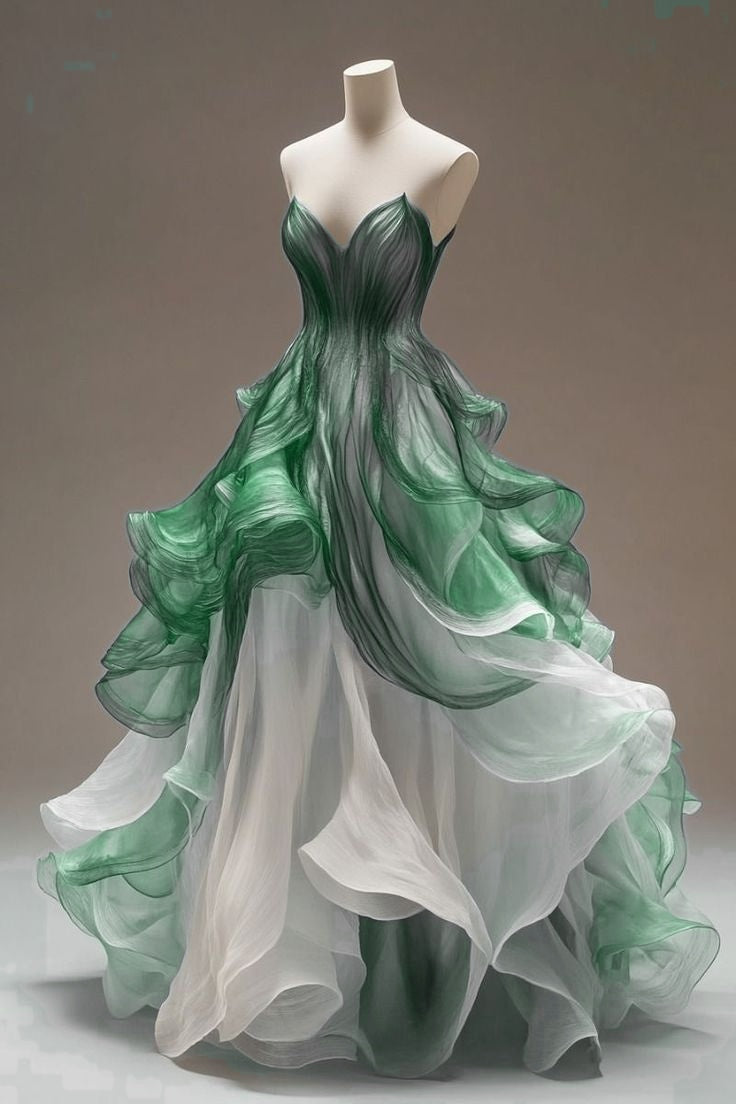 A-Line V-Neck Tulle Long Classy Prom Dress, Unique Quinceanera Dress Secondary image