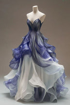 A-Line V-Neck Tulle Long Classy Prom Dress, Unique Quinceanera Dress