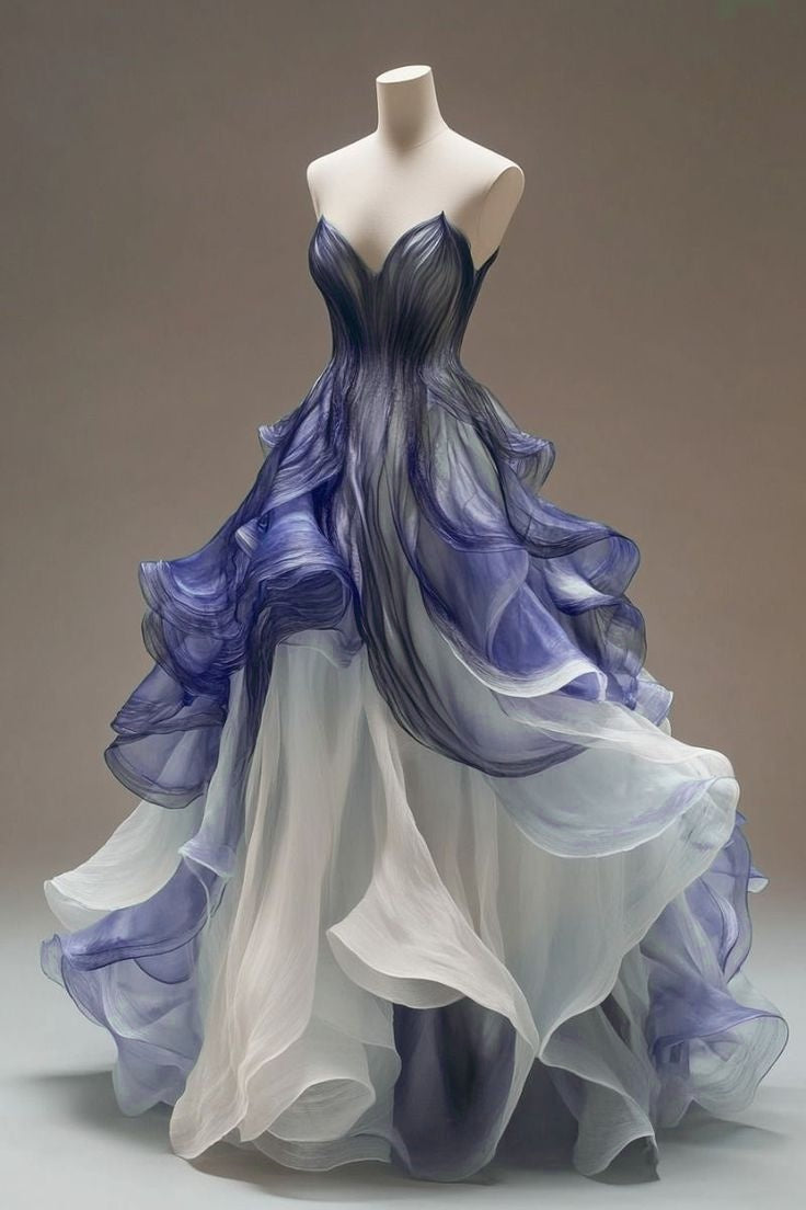 A-Line V-Neck Tulle Long Classy Prom Dress, Unique Quinceanera Dress