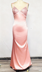 Blue Backless Mermaid Satin Long Classy Evening Classy Prom Dress