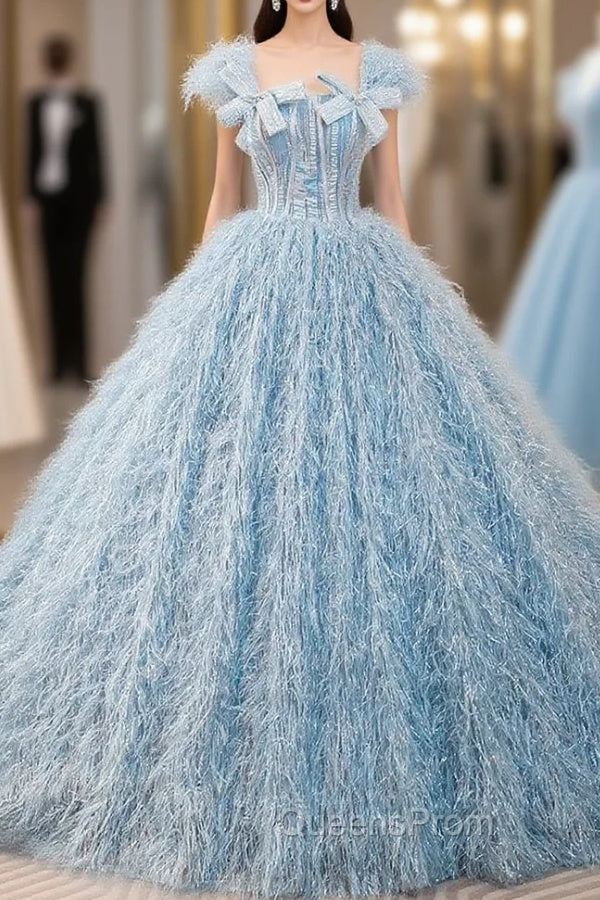 Blue Ball Gown Off the Shoulder Quinceanera Dress