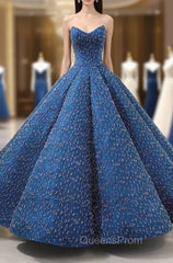 Blue Ball Gown Sweetheart Sequins Wedding Dress With Beading