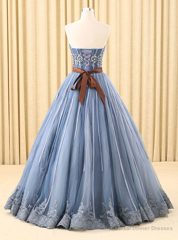 Blue Ball Gown Tulle Sweetheart Appliques Wedding Dress Main image