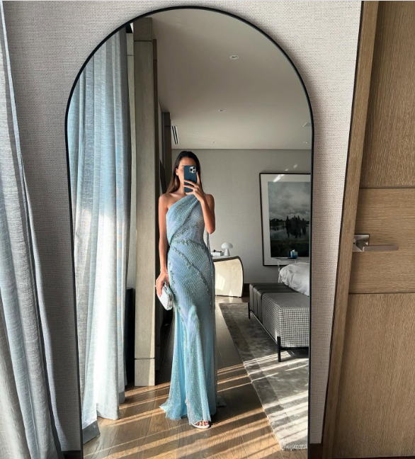 Blue Beaded Fashion One Shoulder Long Classy Prom Dress Classy Evening Dress Secondary image