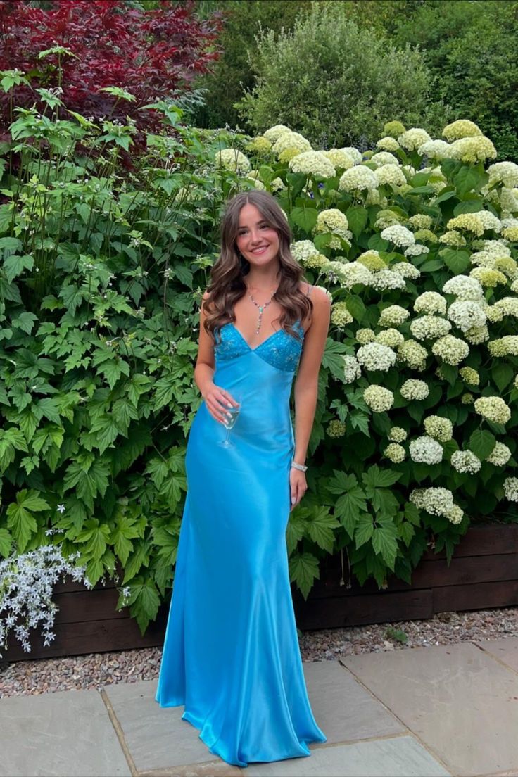 Blue Beaded Sequined Long Classy Evening Gown Classy Prom Dress Party Dress