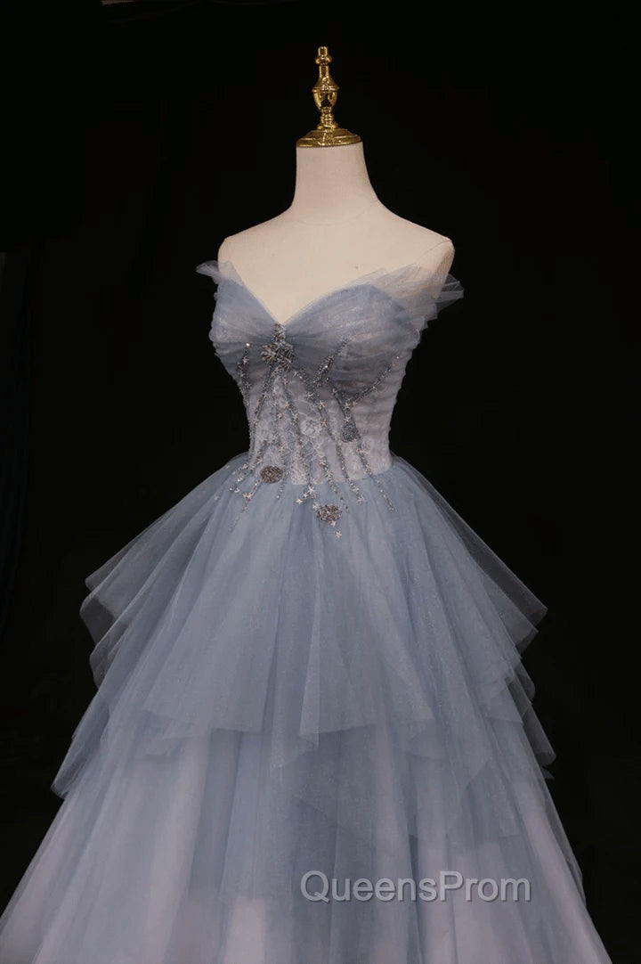 Blue Beaded Sweetheart Long Evening Dress Blue Evening Prom Dress Evening Prom Dress shops
