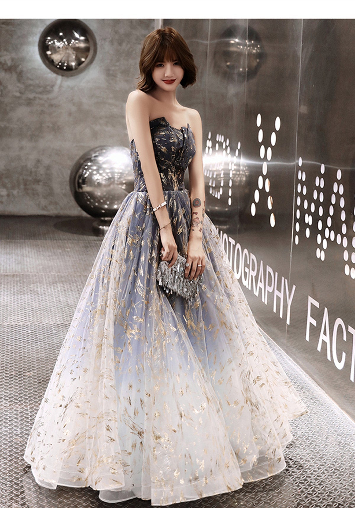 Blue Cute Tulle Gradient Long Party Dress, A-Line Blue Classy Prom Dress Classy Evening Dress