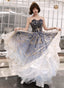 Blue Cute Tulle Gradient Long Party Dress, A-Line Blue Classy Prom Dress Classy Evening Dress