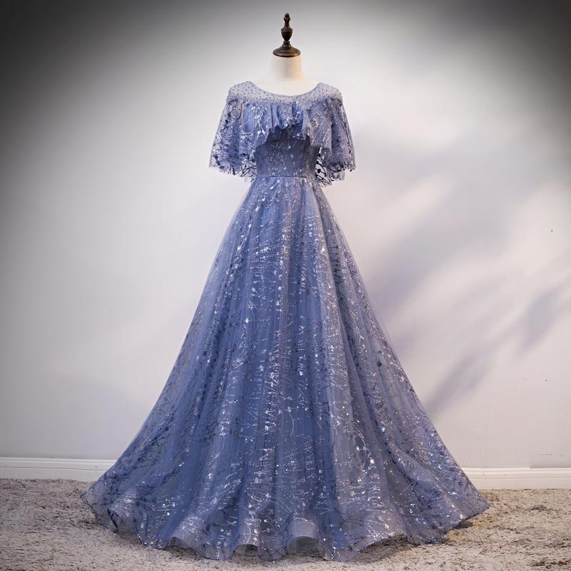 Blue Elegant A-Line Long Classy Prom Dress, Blue Classy Evening Gown Graduation Dress Secondary image