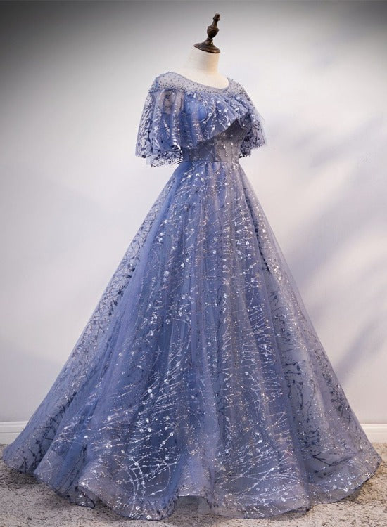 Blue Elegant A-Line Long Classy Prom Dress, Blue Classy Evening Gown Graduation Dress Main image