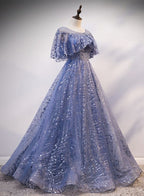 Blue Elegant A-Line Long Classy Prom Dress, Blue Classy Evening Gown Graduation Dress