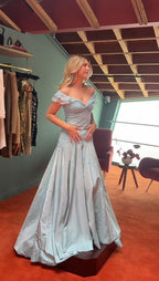 Blue Elegant Simple Off Shoulder Long Satin Classy Prom Dress Classy Evening Dress Party Dress Birthday Dress Graduation Dress