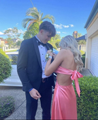 Charming Pink Sweetheart Backless Long Classy Prom Dress