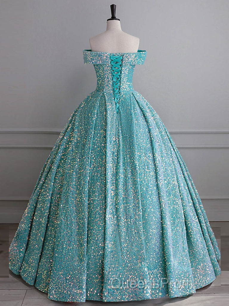Blue Green Velvet Sequin Long Evening Prom Dress, Velvet Formal Dress