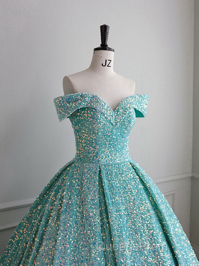 Blue Green Velvet Sequin Long Evening Prom Dress, Velvet Formal Dress