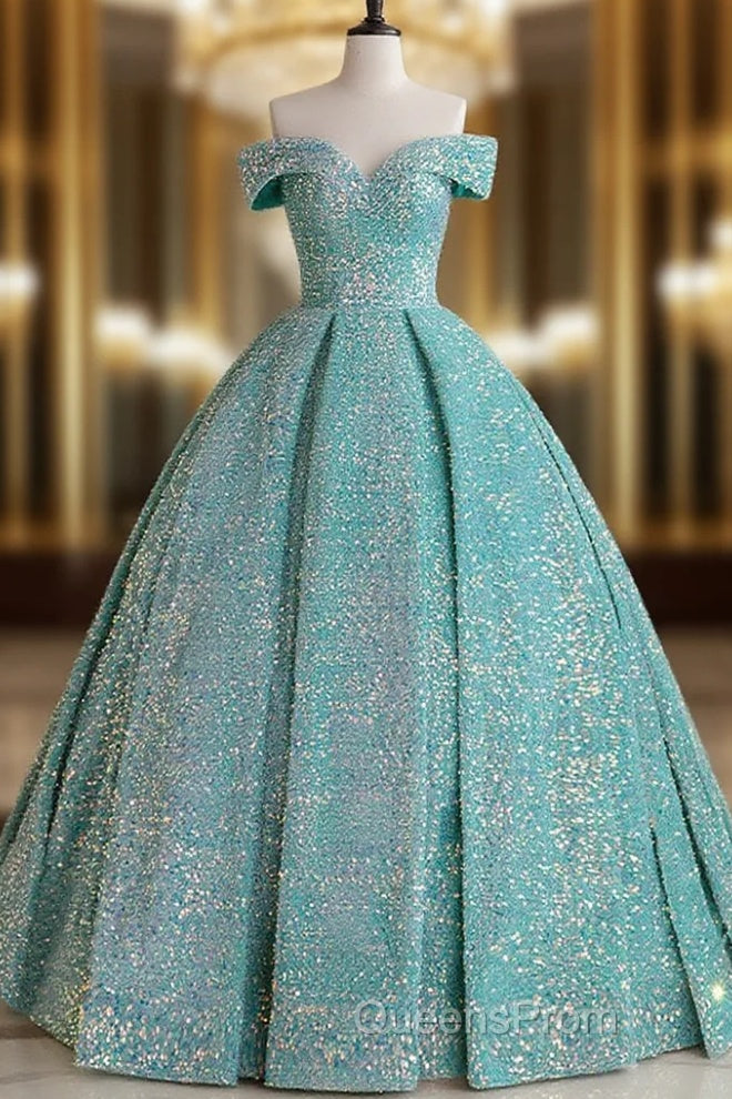 Blue Green Velvet Sequin Long Evening Prom Dress, Velvet Formal Dress Main image