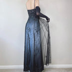 Blue/Grey Delicate Beaded Long Tulle Elegant Ball Gown Classy Evening Dress Classy Birthday Party Dress Classy Prom Dress