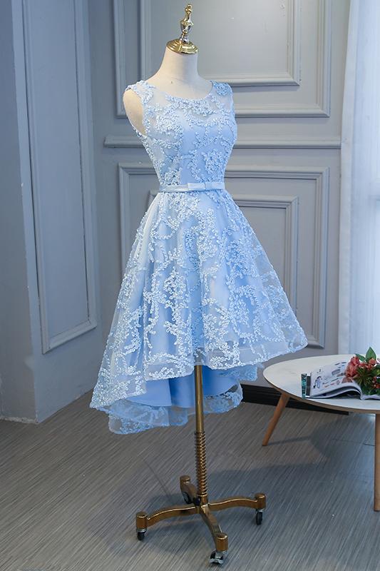 Blue High Low Fashionable Homecoming Dress, Cute Classy Prom Dress