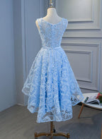 Blue High Low Fashionable Homecoming Dress, Cute Classy Prom Dress