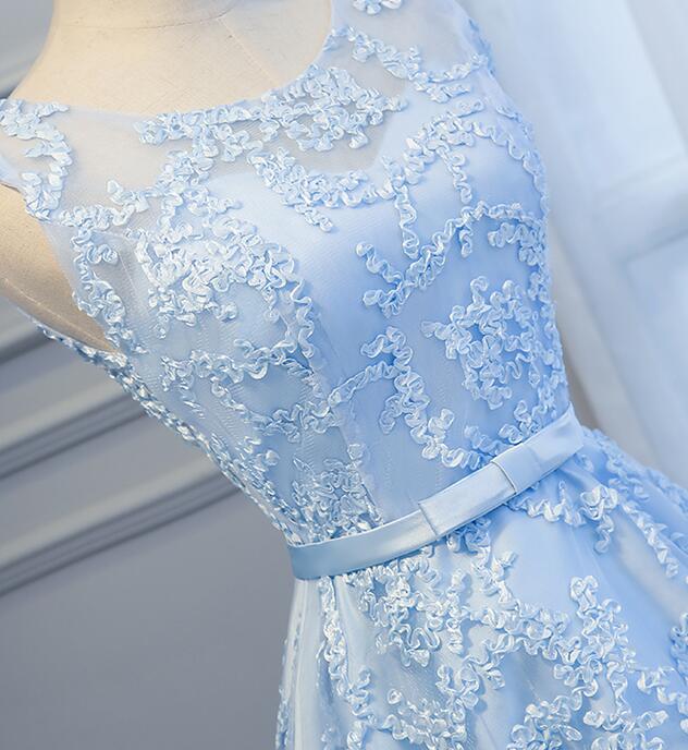 Blue High Low Fashionable Homecoming Dress, Cute Classy Prom Dress