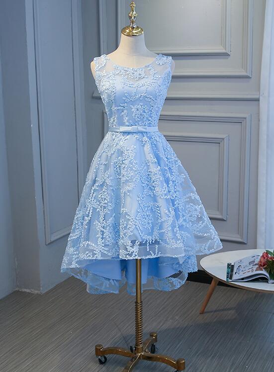 Blue High Low Fashionable Homecoming Dress, Cute Classy Prom Dress