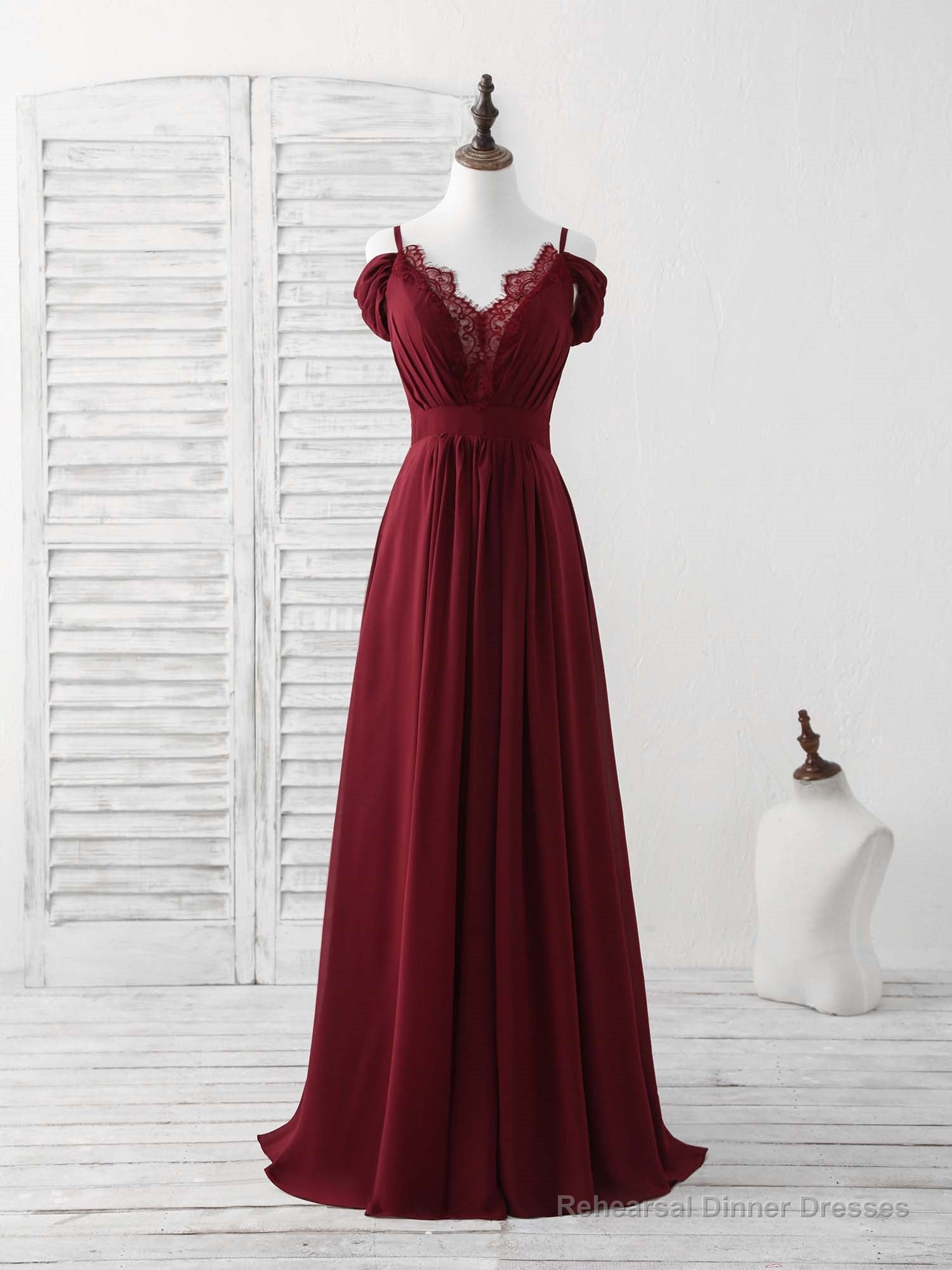 Blue Lace Chiffon Long Prom Dress Blue Bridesmaid Dress Secondary image