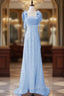 Blue Mermaid Sequins Straps Evening Prom Dress