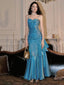 Blue Mermaid Straps Long Sweetheart Classy Prom Dress, Blue Party Dress Classy Dress