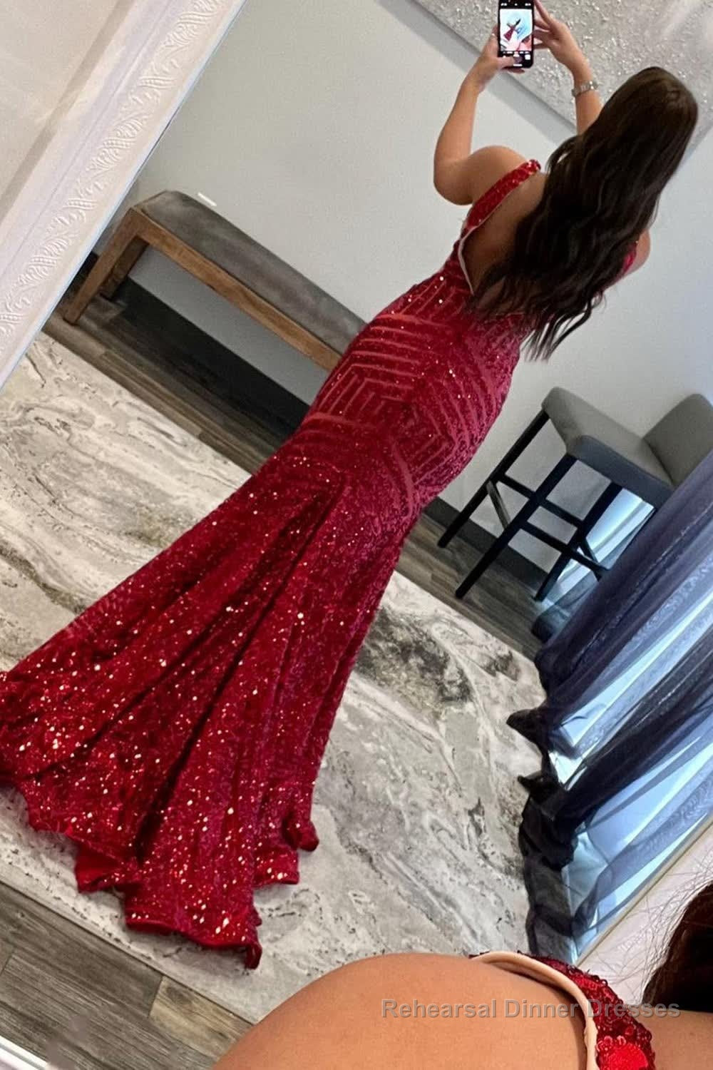 Blue Mermaid Tulle Backless Long Prom Dress with Lace