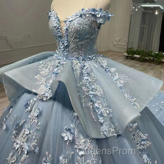 Blue Off Shoulder Ball Gown Evening Prom Dress Sweet 16th Dress Secondary image