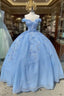 Blue Off The Shoulder Evening Gown, Long Evening Prom Ball Gown Dress