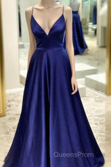 Blue Evening Prom Dress Low Cut , Formal Dress, Evening Dress, Dance Dress, Graduation Party Dress