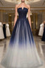 Blue Evening Prom Dress Tulle LongEvening Dress