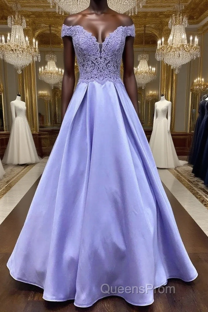 Blue purple lace satin long Evening Prom Dress blue purple formal Dress Main image
